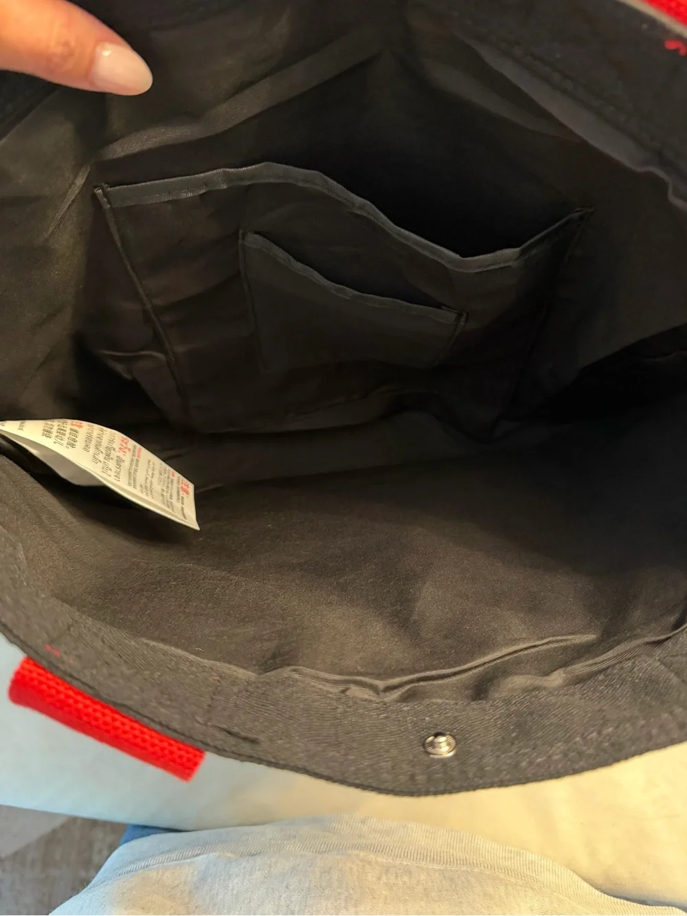 NWT! Disney Parks Black Embroidered Canvas Tote with Red Handles